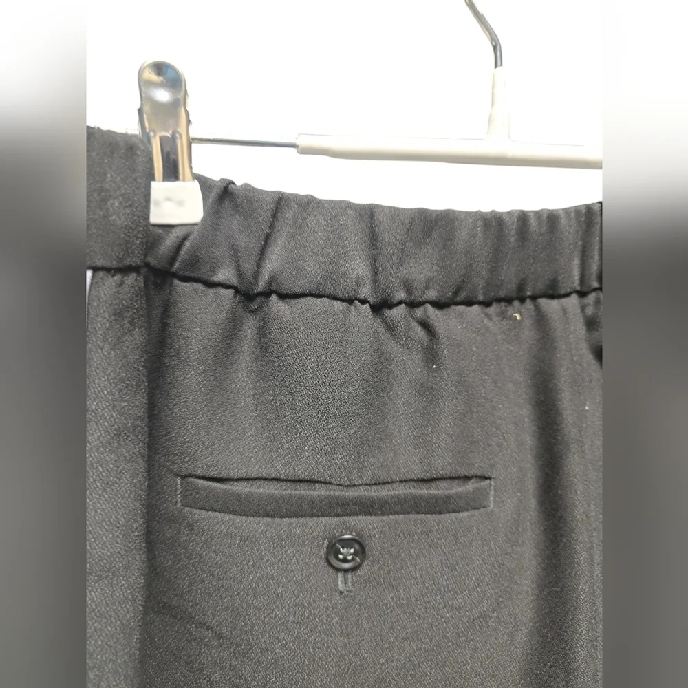 Banana Republic Elastic Waist Track Pants Sz. M Black with Grey Stripe